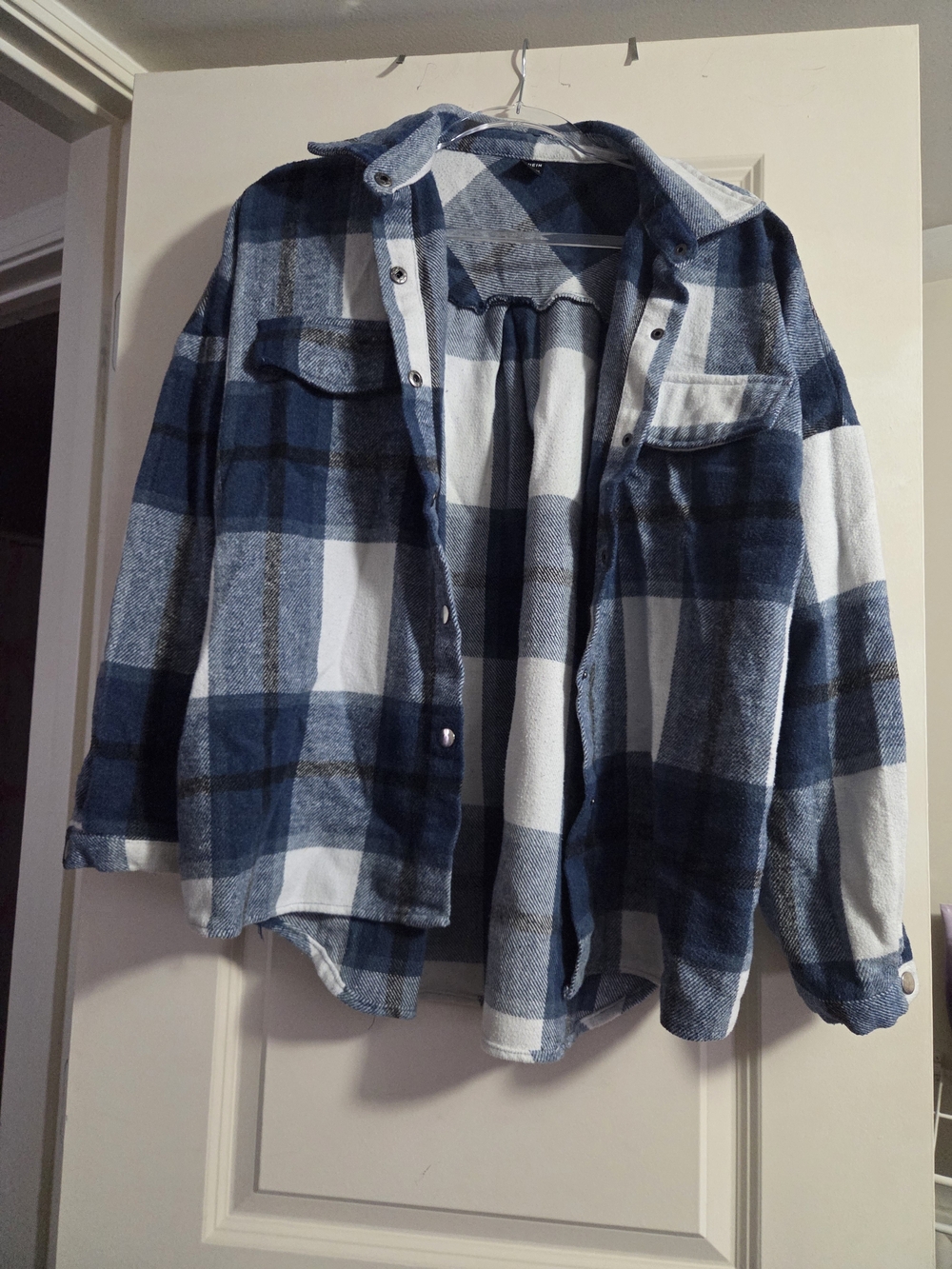 SHEIN Blue and White Plaid Shacket